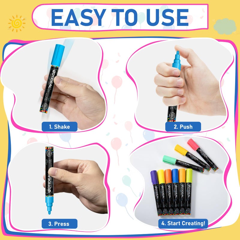 GOTIDEAL Chalk Markers, 30 Colors Liquid Chalk Markers for Blackboard Chalkboard Calendar Glass Neon Pens, Washable Window markers Paint and Drawing for Car, Auto, Bistro,Mirror Wet Erase Chisel Tip - Image 4
